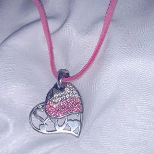 Lia Sophia Pink Heart leather Necklace